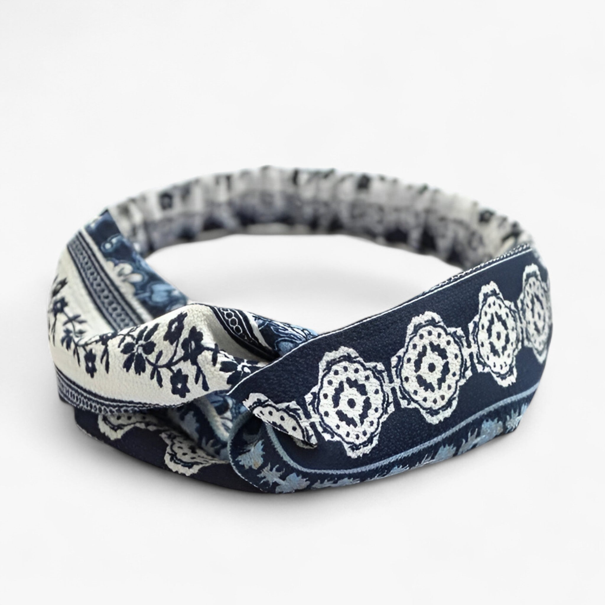 Fascia med boheme-tryk Vintage bandana - Mørkeblå Hvid - women's fashion - {{ product_tags }
