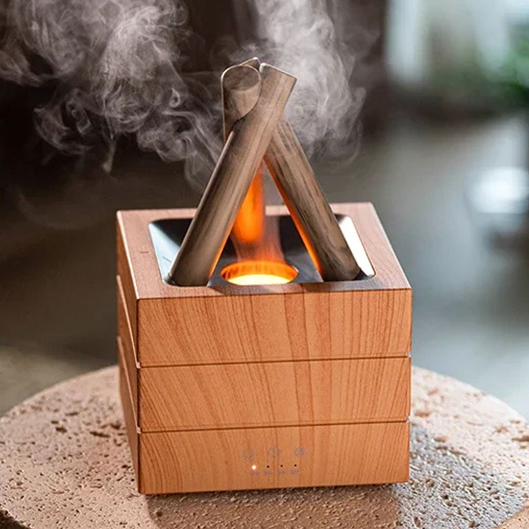 Bålild Duftspreder - Flammeeffekt Aromadiffuser - Træ - Home Decor - {{ product_tags }