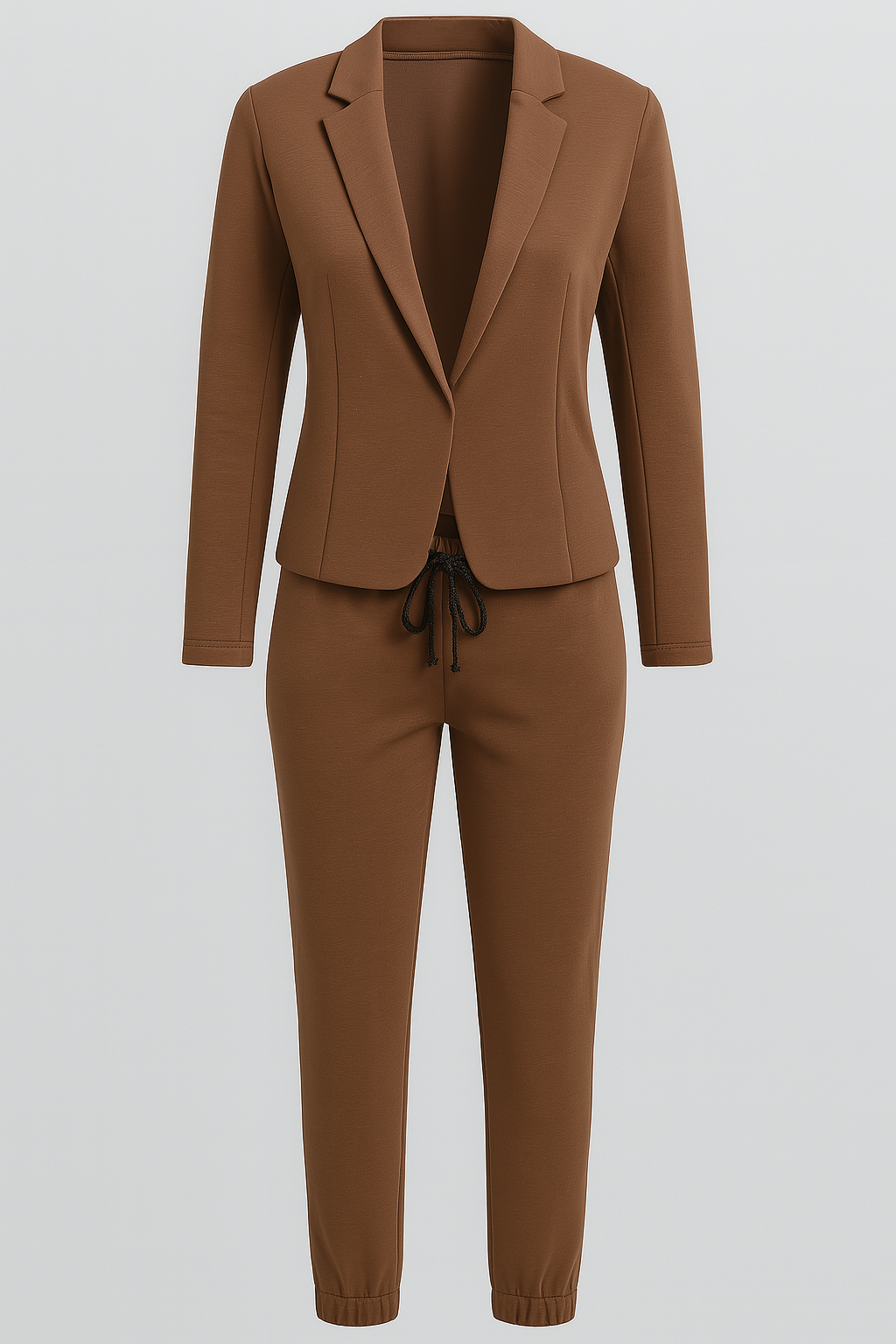 Amelie | Damen Blazer-Set med joggingbukser - Brun - Amelie | Damen Blazer-Set med joggingbukser- €25 - {{ product_tags }