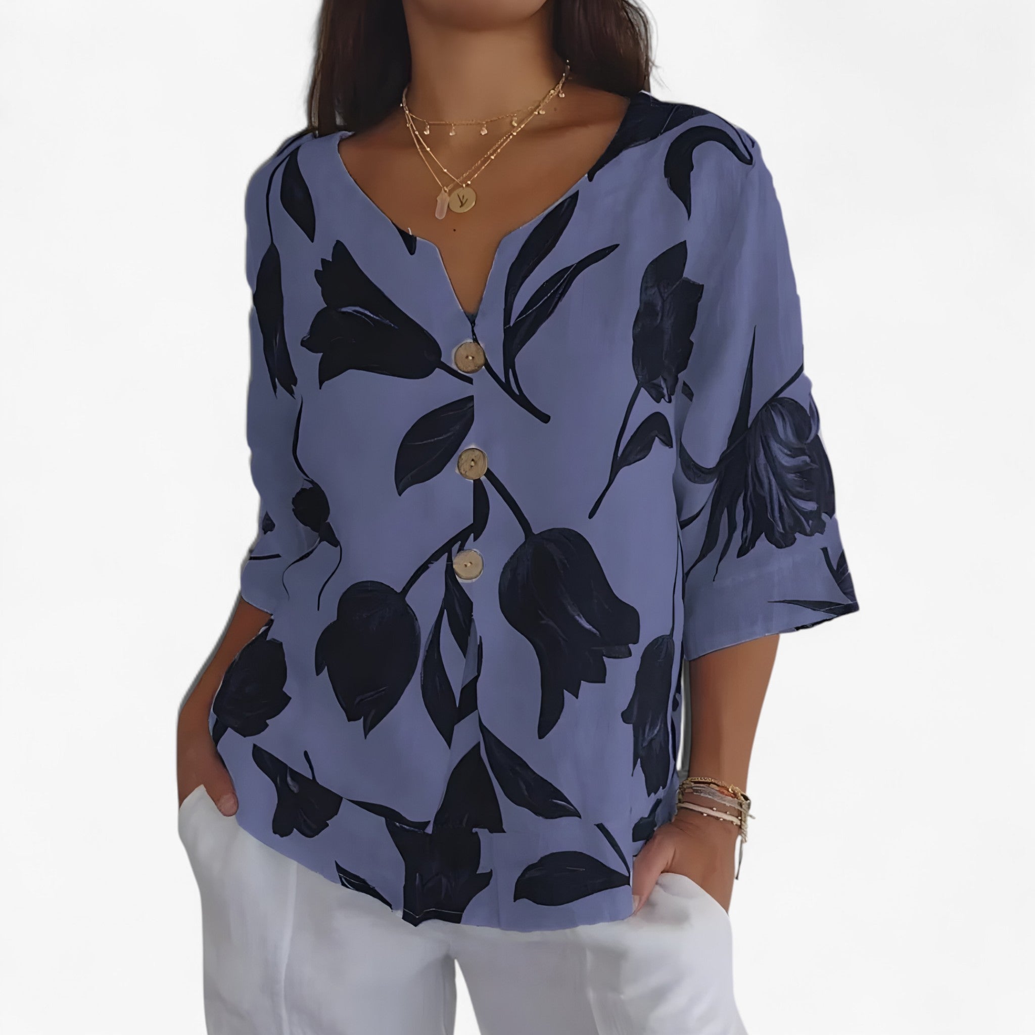 Selah | Bluse med Blomsterprint - Violet - women's fashion - {{ product_tags }