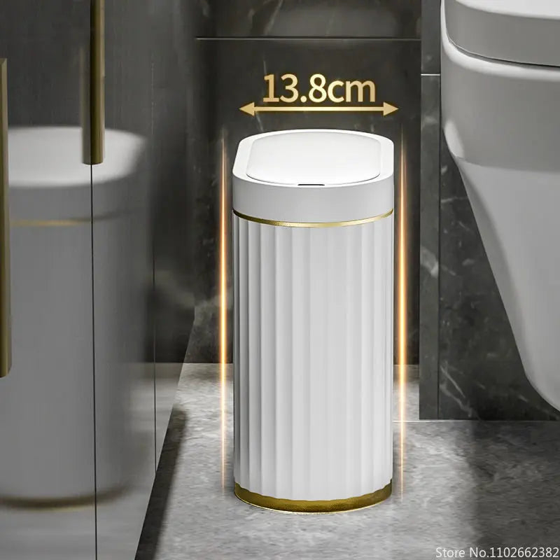 Berøringsfri Affaldsspand - Moderne Vertikalt Riflet Design