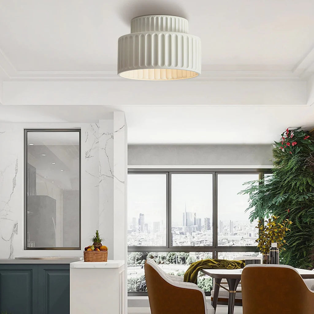 Rillet Loftlampe - Tostrenget Trommel-Design - - Deckenleuchte - {{ product_tags }