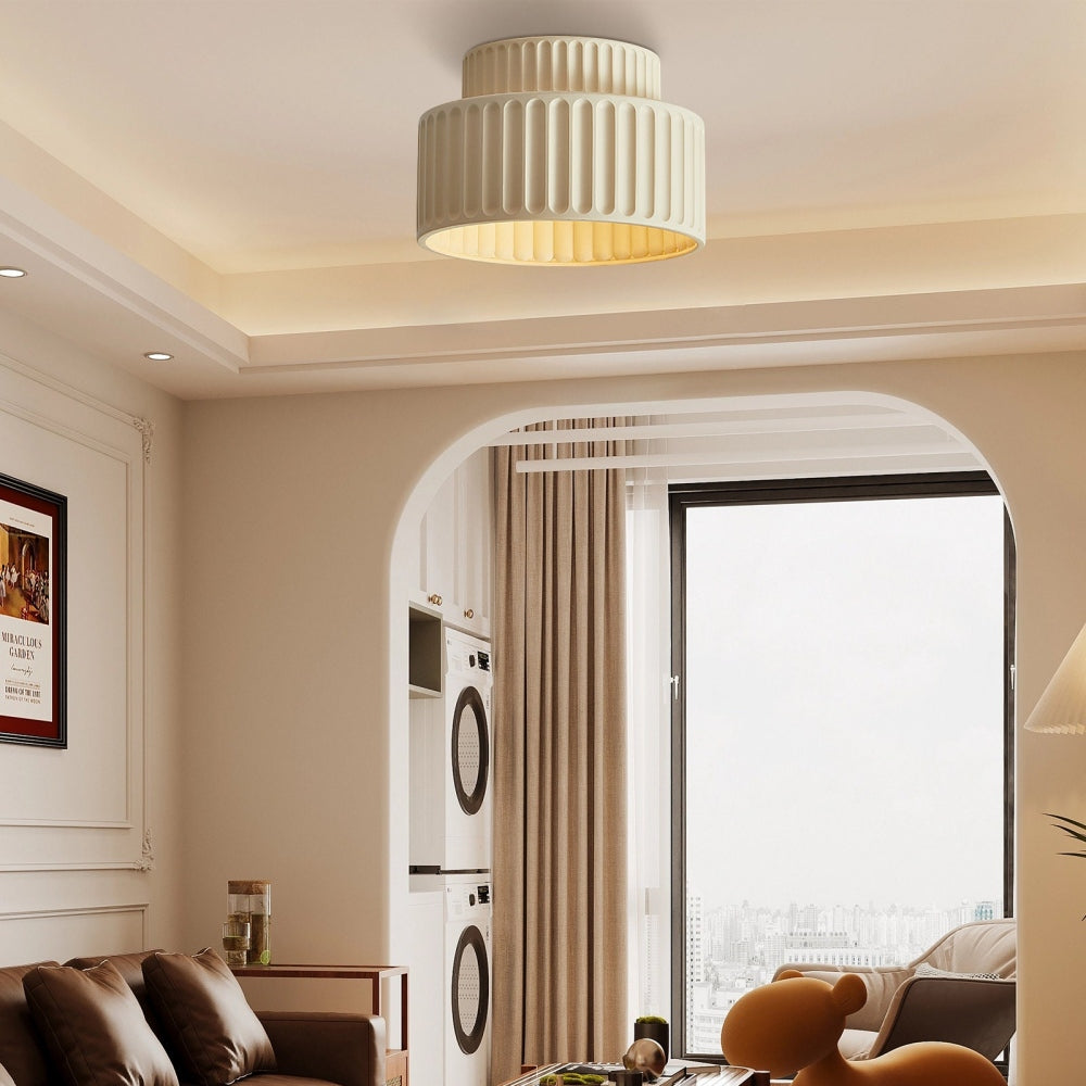 Rillet Loftlampe - Tostrenget Trommel-Design - - Deckenleuchte - {{ product_tags }
