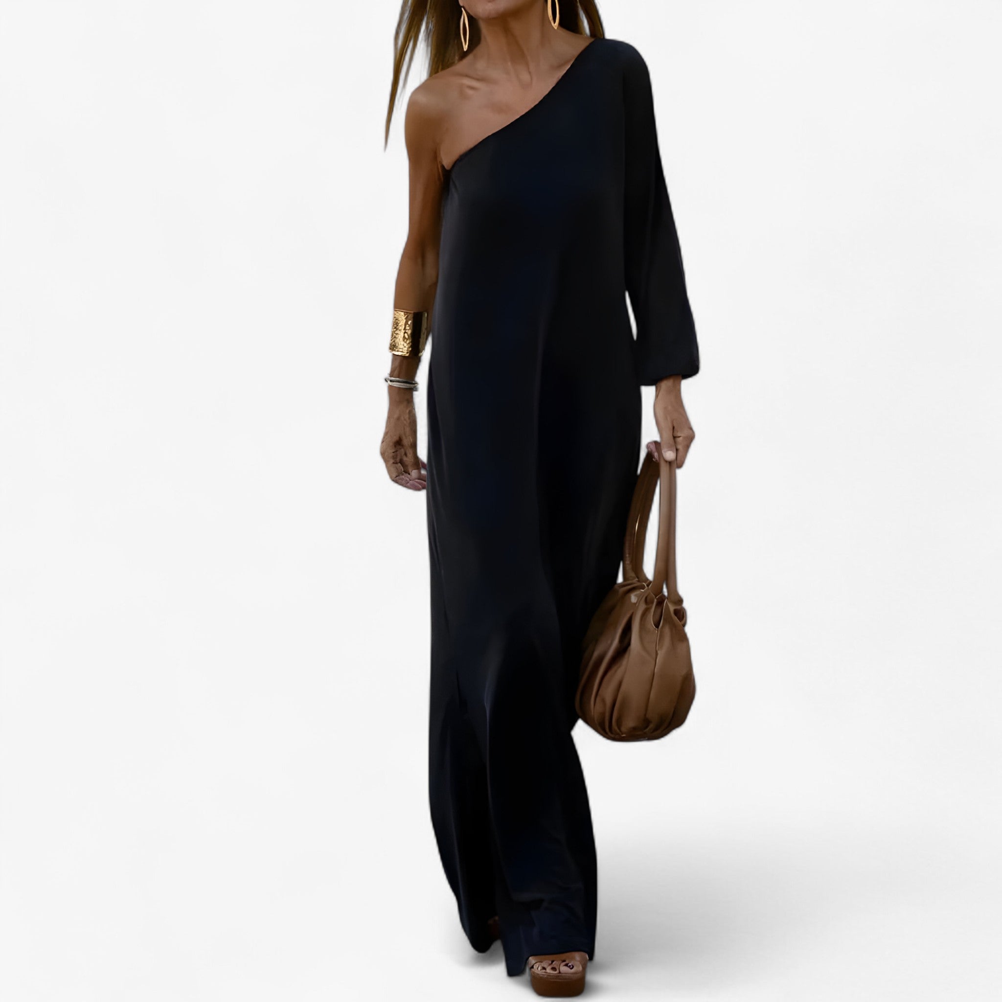 Anika | En-skulder kjole - Sort - women's fashion - {{ product_tags }