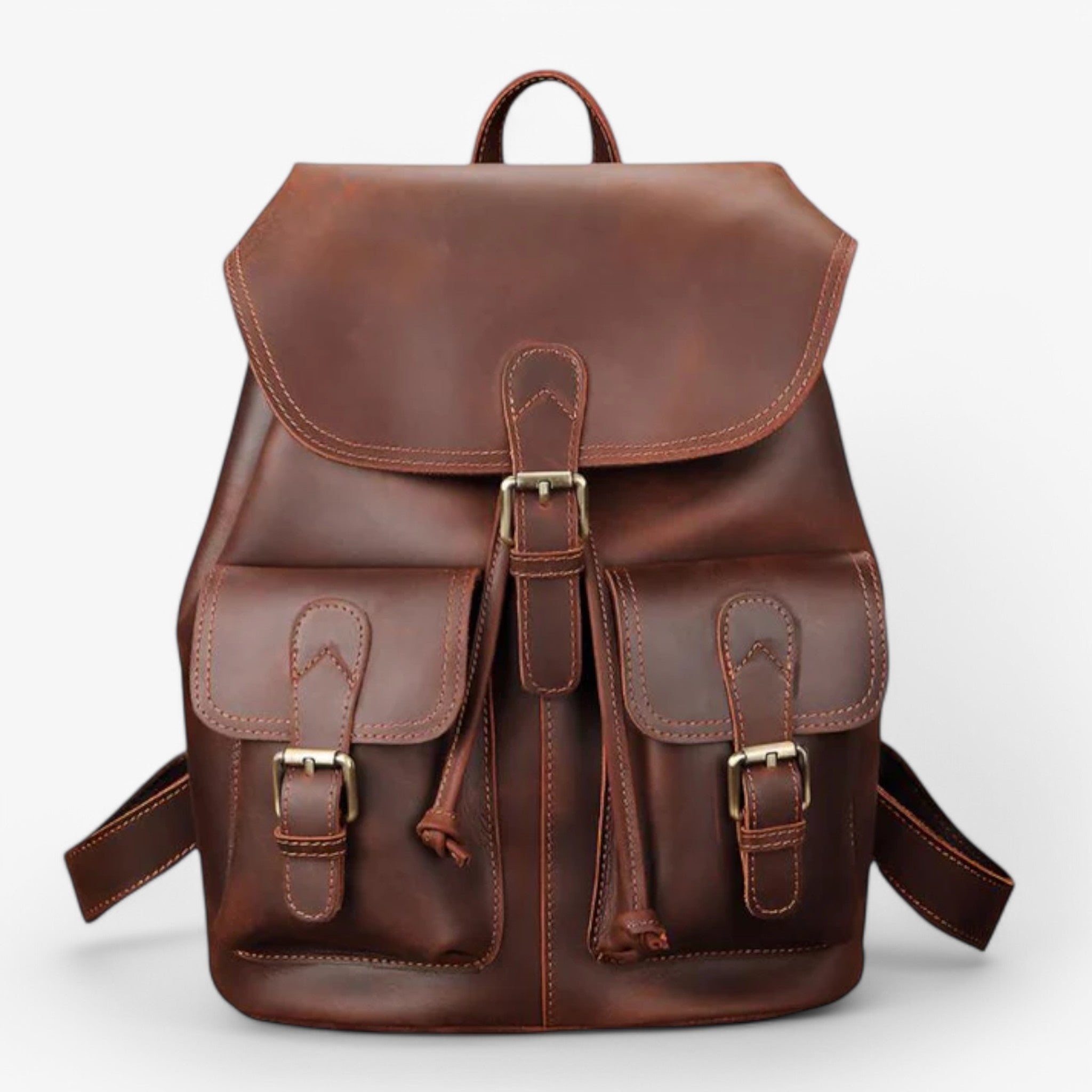 Leonardo | Premium læder rygsæk - Marron - bags - {{ product_tags }