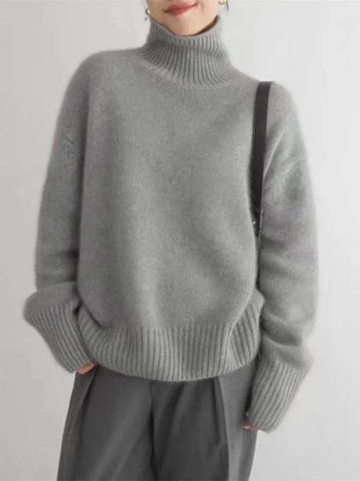 Dame Cashmere Trøje med Rullekrave