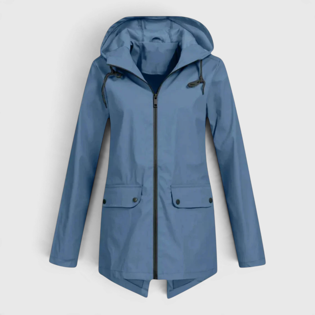 Dame Parka med Snoerebaand-Haette - Blaa - Coat - {{ product_tags }
