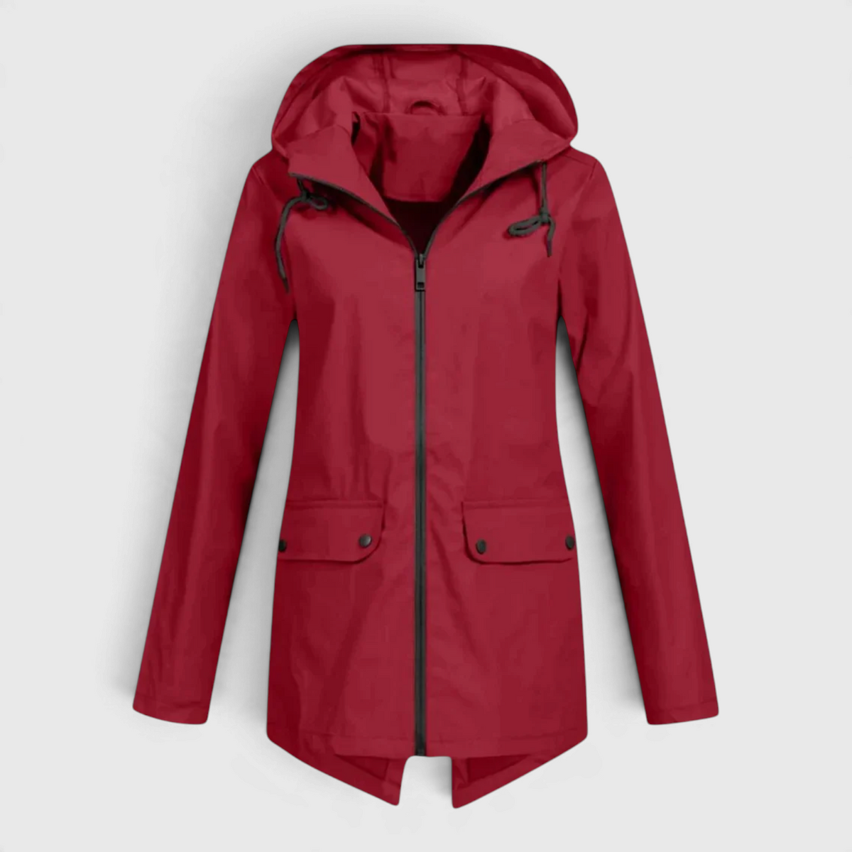 Dame Parka med Snoerebaand-Haette - Vinroed - Coat - {{ product_tags }