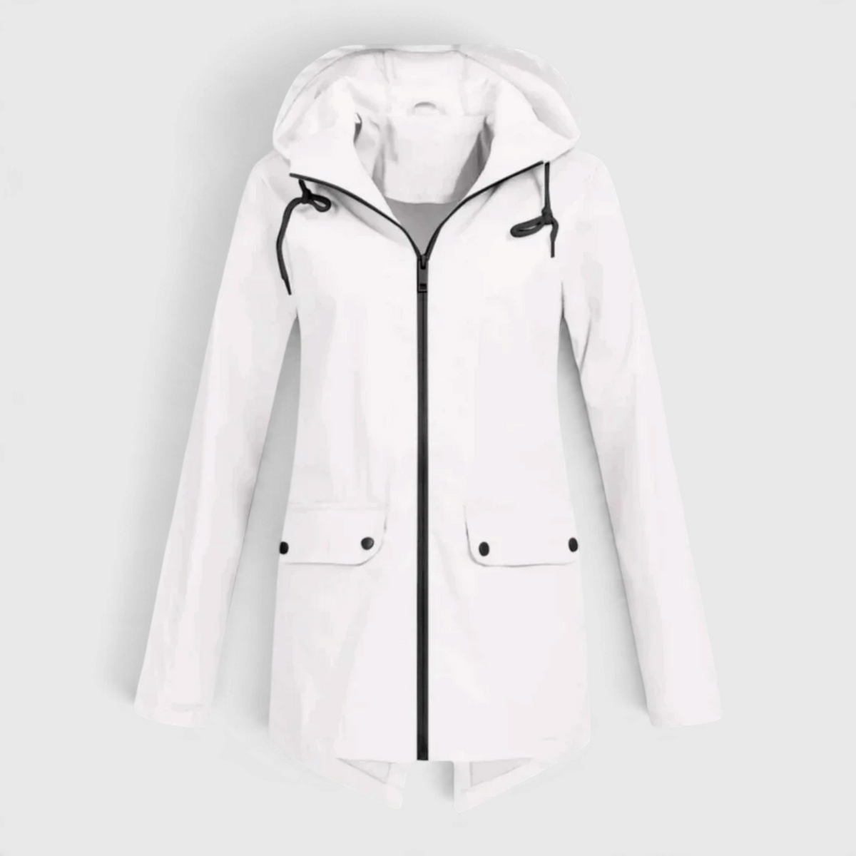 Dame Parka med Snoerebaand-Haette - Hvid - Coat - {{ product_tags }