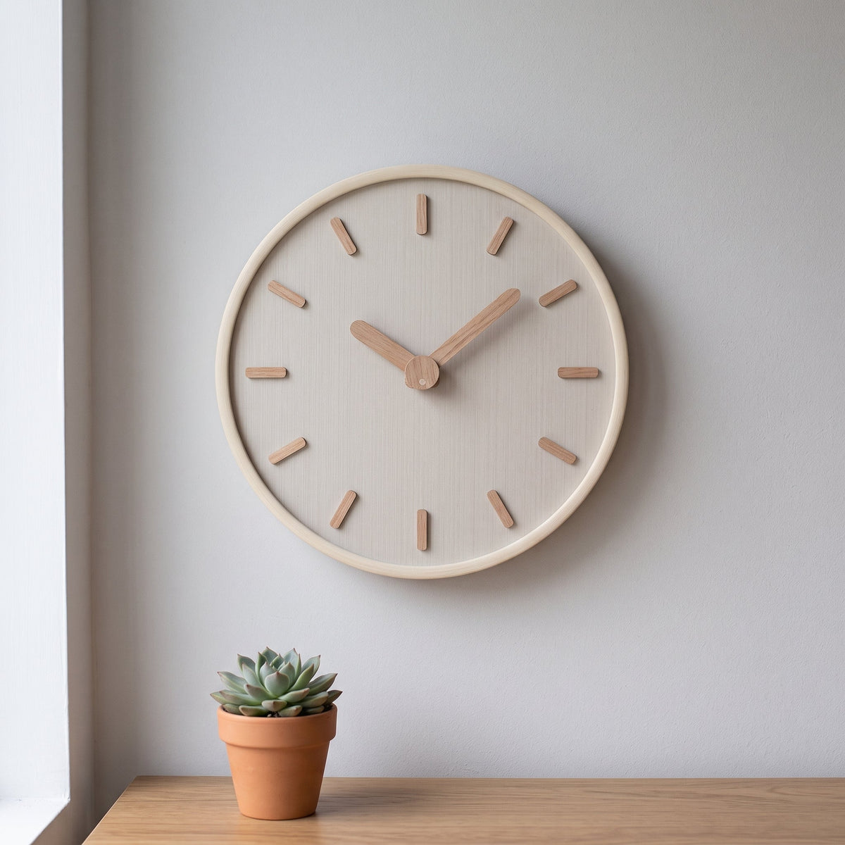 DashClock Lydløst Vægur i Træ - Elfenbensege - Wall Clocks - {{ product_tags }