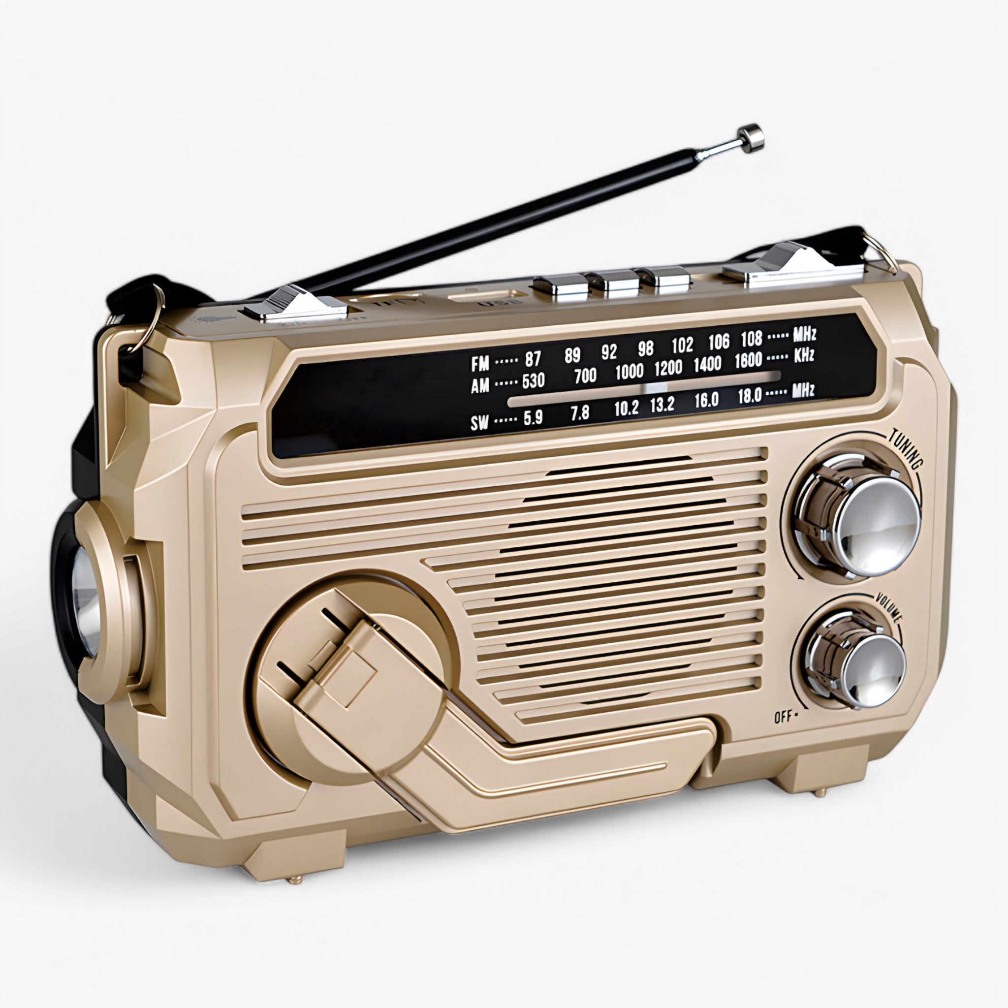 Eldar | Multifunktionel solcelledrevet radio - Khaki (Næsten udsolgt) - gadgets - {{ product_tags }