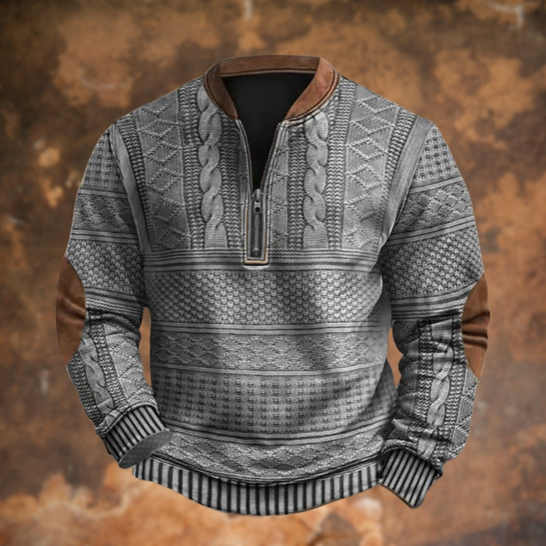 Herre Vintage Strikket Sweater med Lynlaas, Dirk