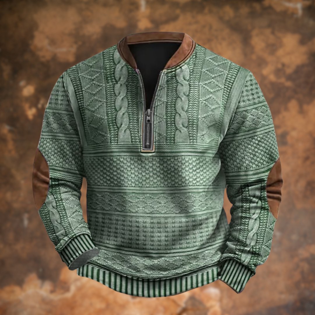 Herre Vintage Strikket Sweater med Lynlaas, Dirk