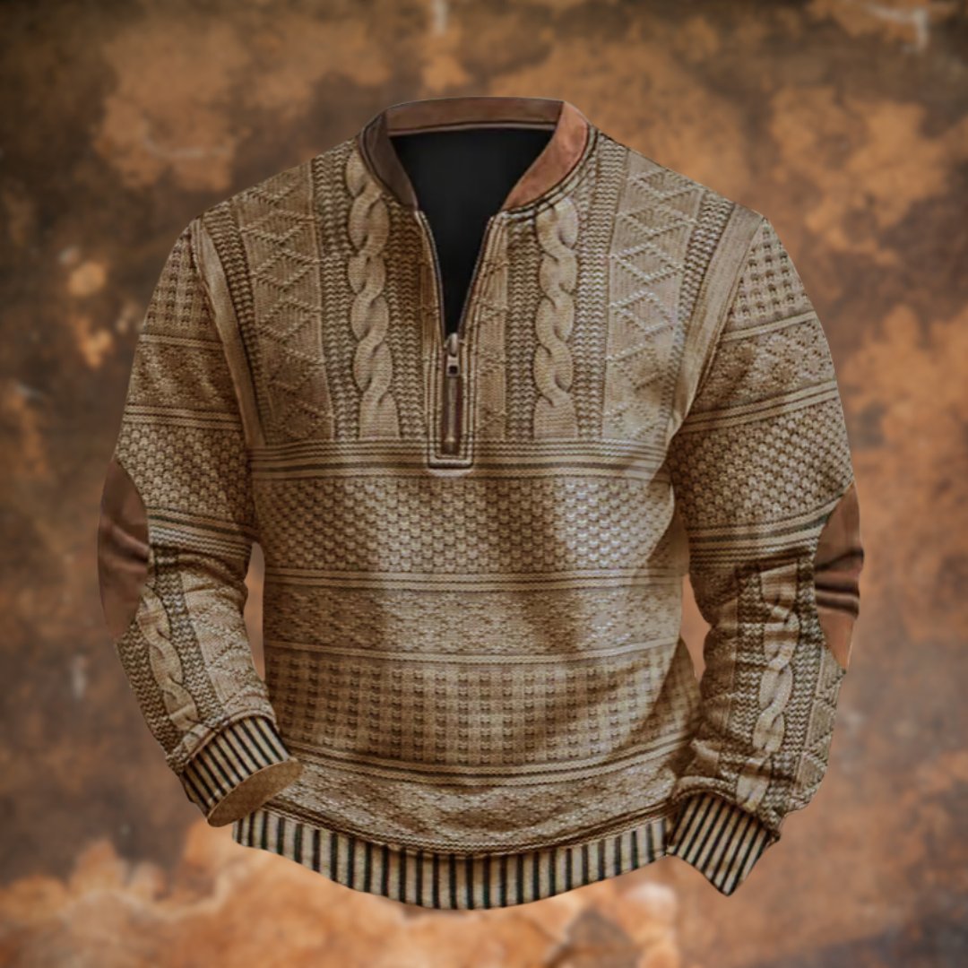 Herre Vintage Strikket Sweater med Lynlaas, Dirk
