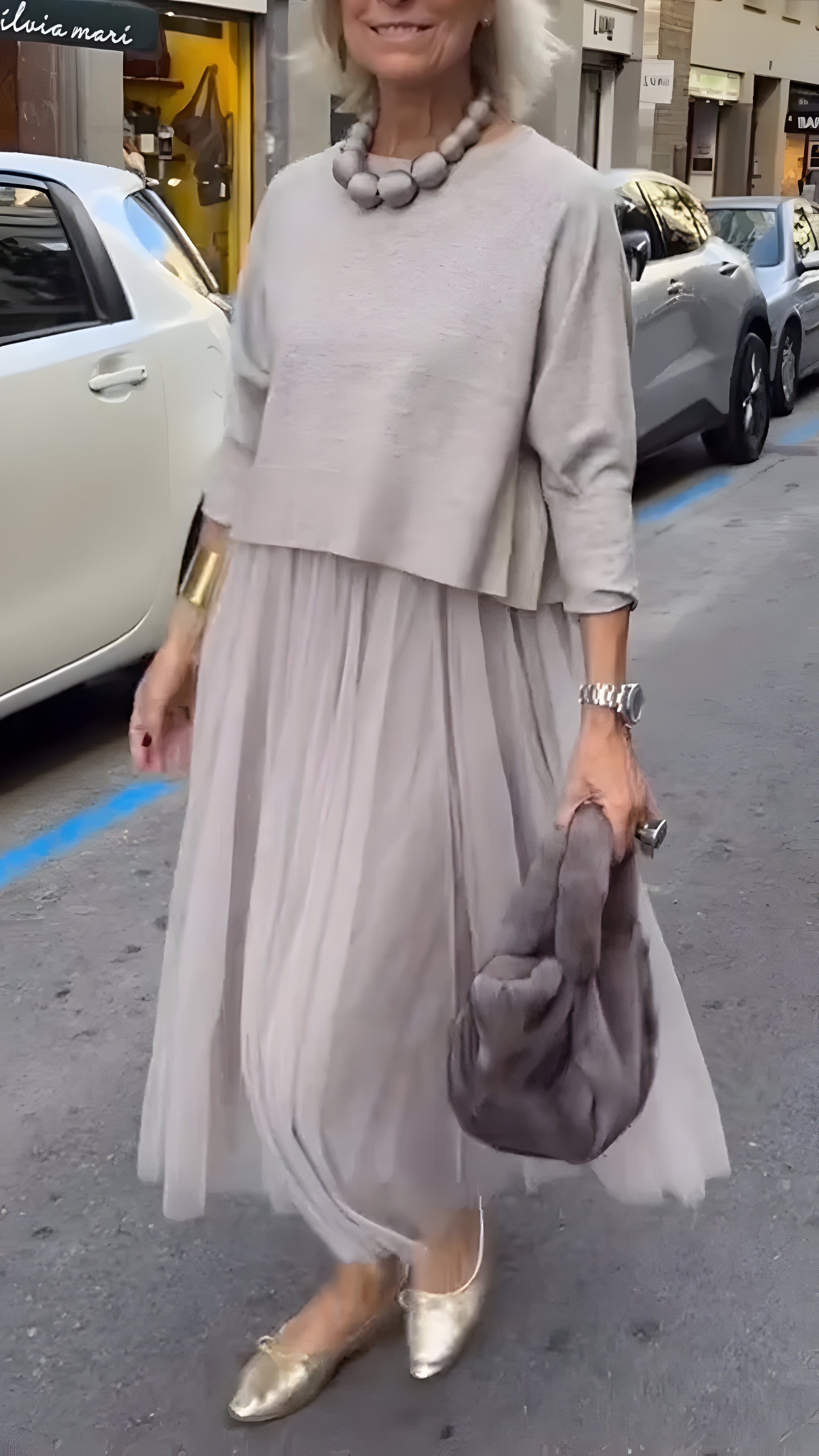 Wenche | Verfeinertes mehrlagiges Midi-Kjole til einen schicken Look Dame