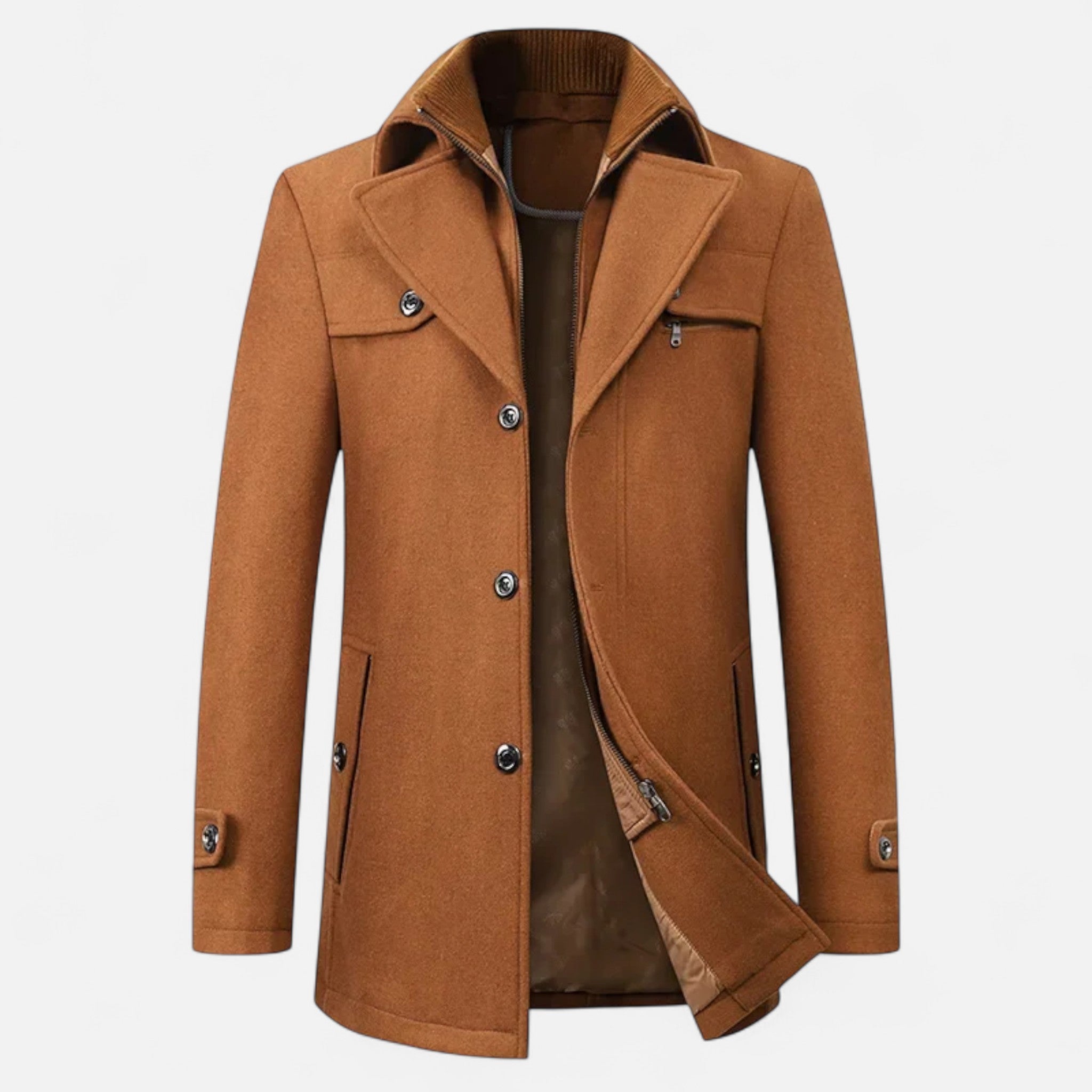 Trench Homme Laine Col Double Zippé