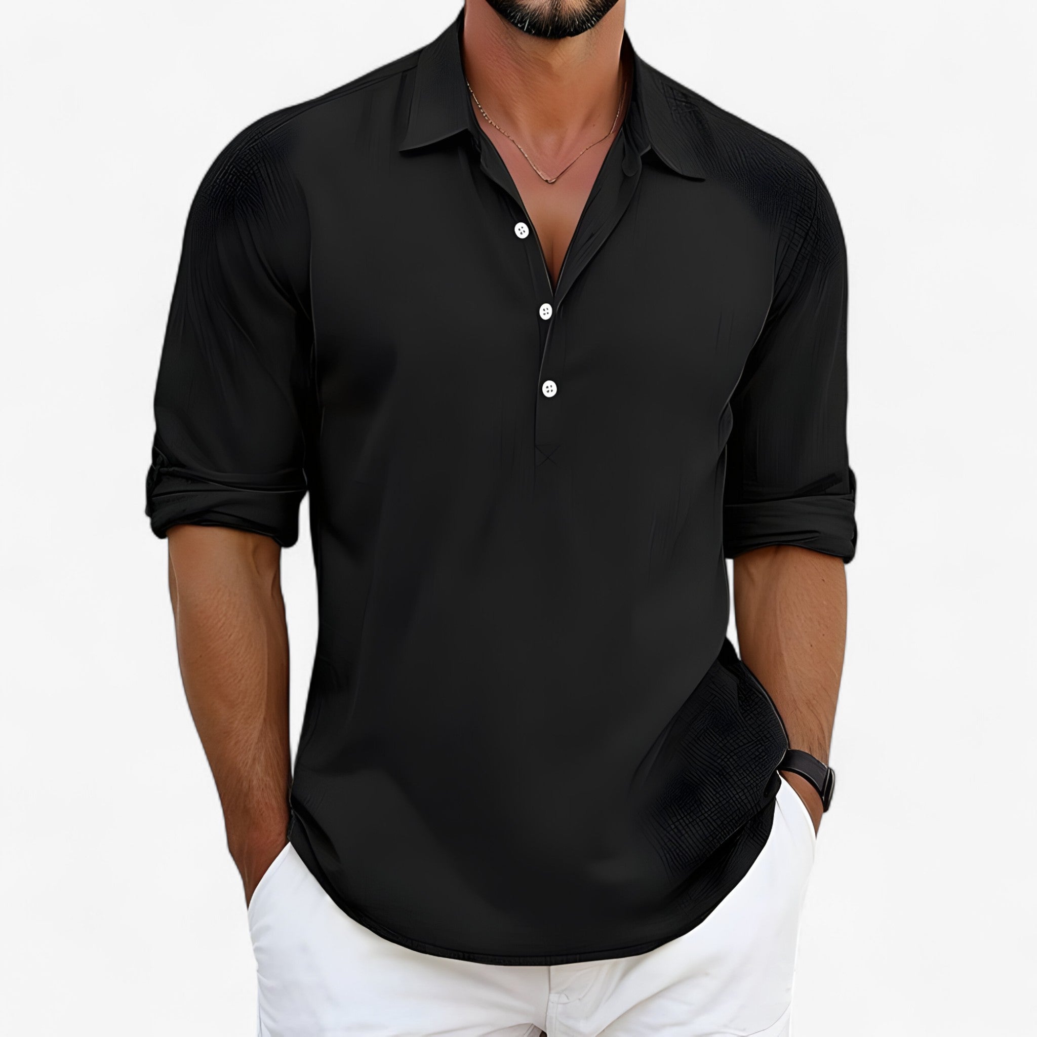 Luca | Let Sommerskjorte – Åndbar Komfort i Solen - Sort - men's fashion - {{ product_tags }