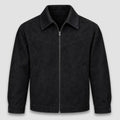 Herre Suede-Look Kort Jakke med Nedfoldet Krave