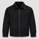 Herre Suede-Look Kort Jakke med Nedfoldet Krave