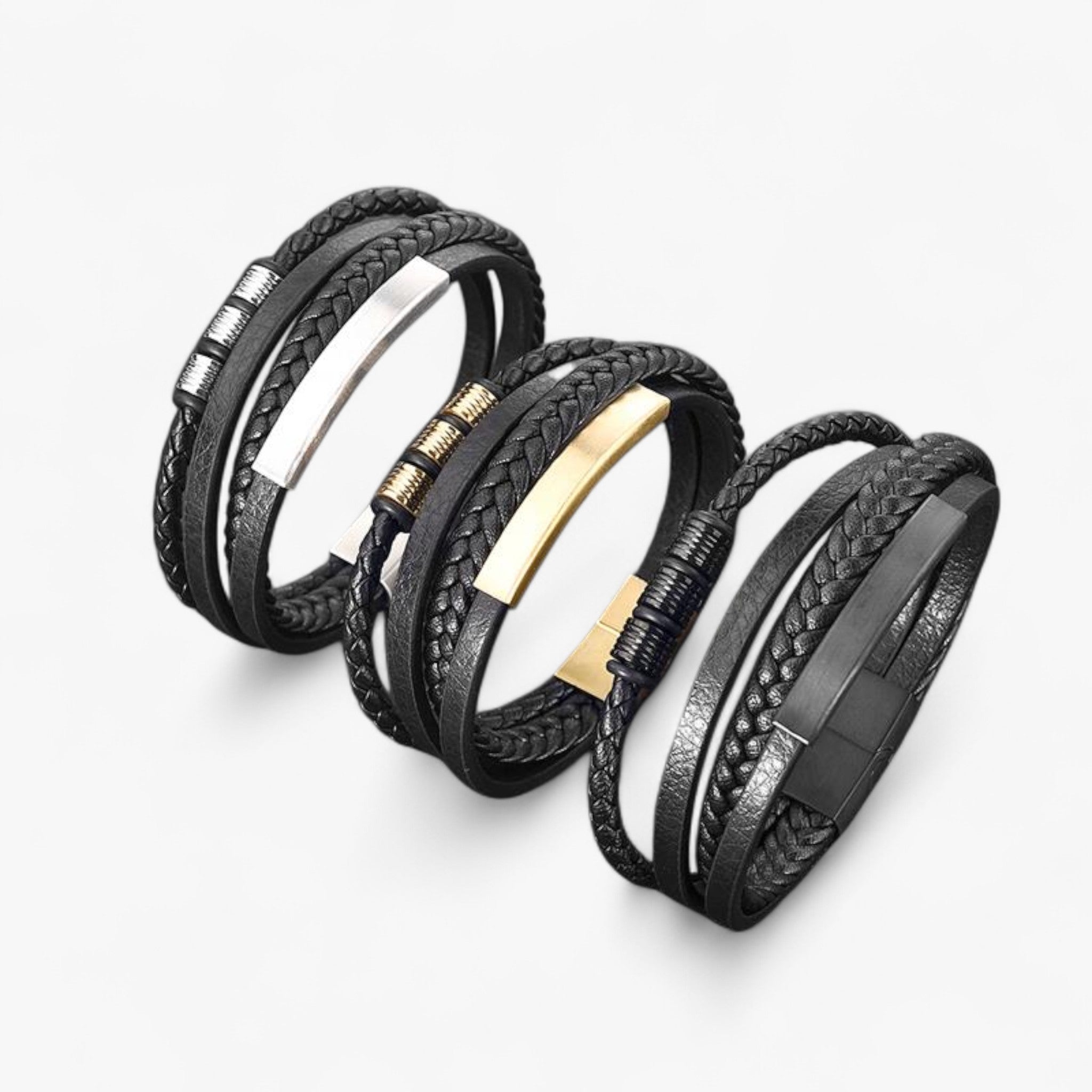 Multistribet flettet armbånd til mænd - - Multistribet flettet armbånd til mænd - €25 - {{ product_tags }