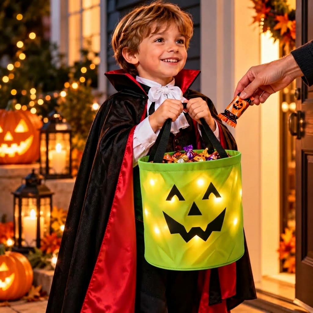 LED Græskar Slikkurv med Håndtag til Halloween