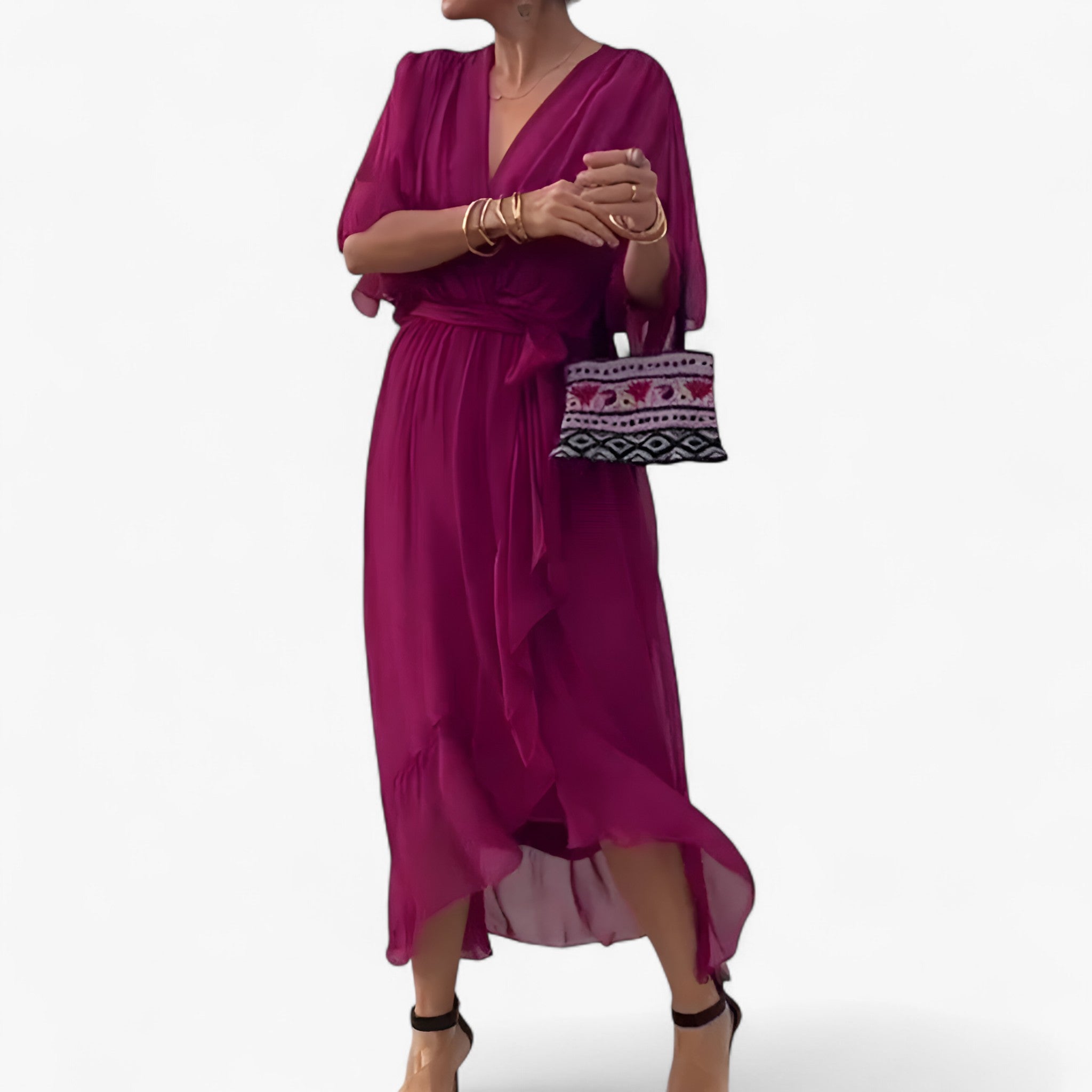 Aliyah | Kvinders Chiffon Kjole - Rød - women's fashion - {{ product_tags }