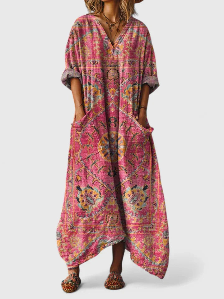 Elna | Elodie Embroidered Relaxed-Fit Midi Kjole