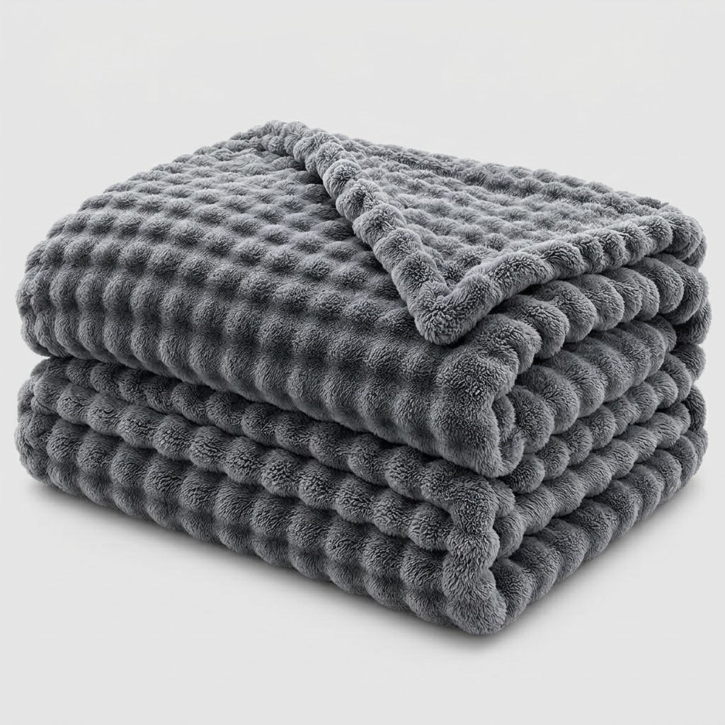 Struktureret Koralfleece Plaid til Sofa og Seng - - Huis en tuin > Linnengoed > Beddengoed > Dekens - {{ product_tags }