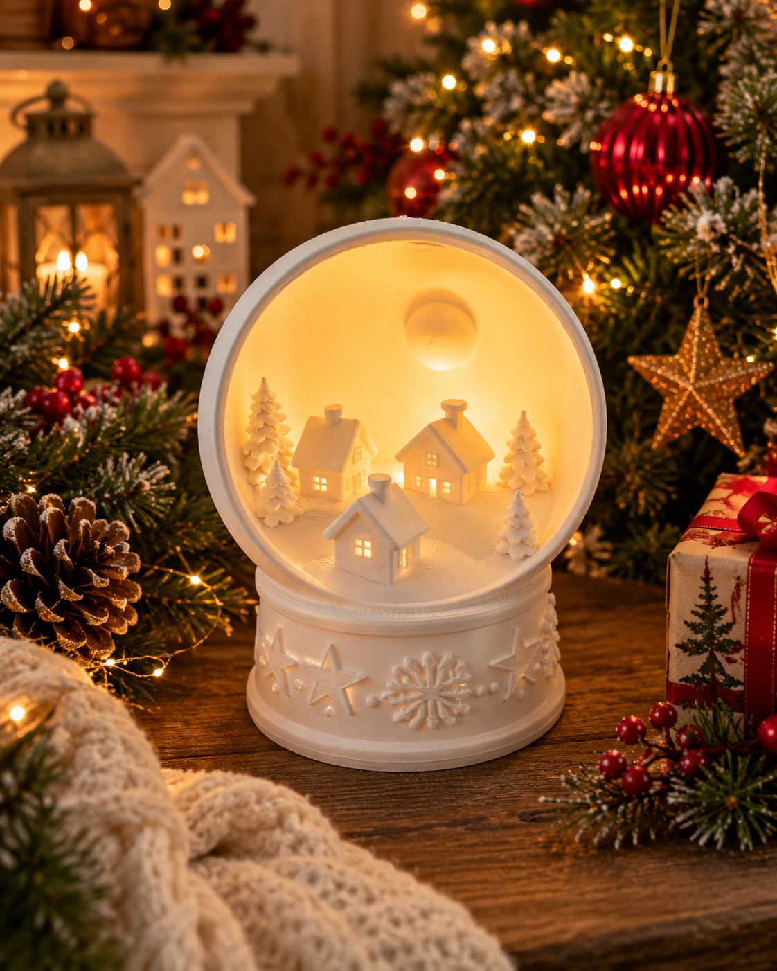 Julelandsby Snekugle – Batteridrevet Natlys - - Christmas Night Light - {{ product_tags }