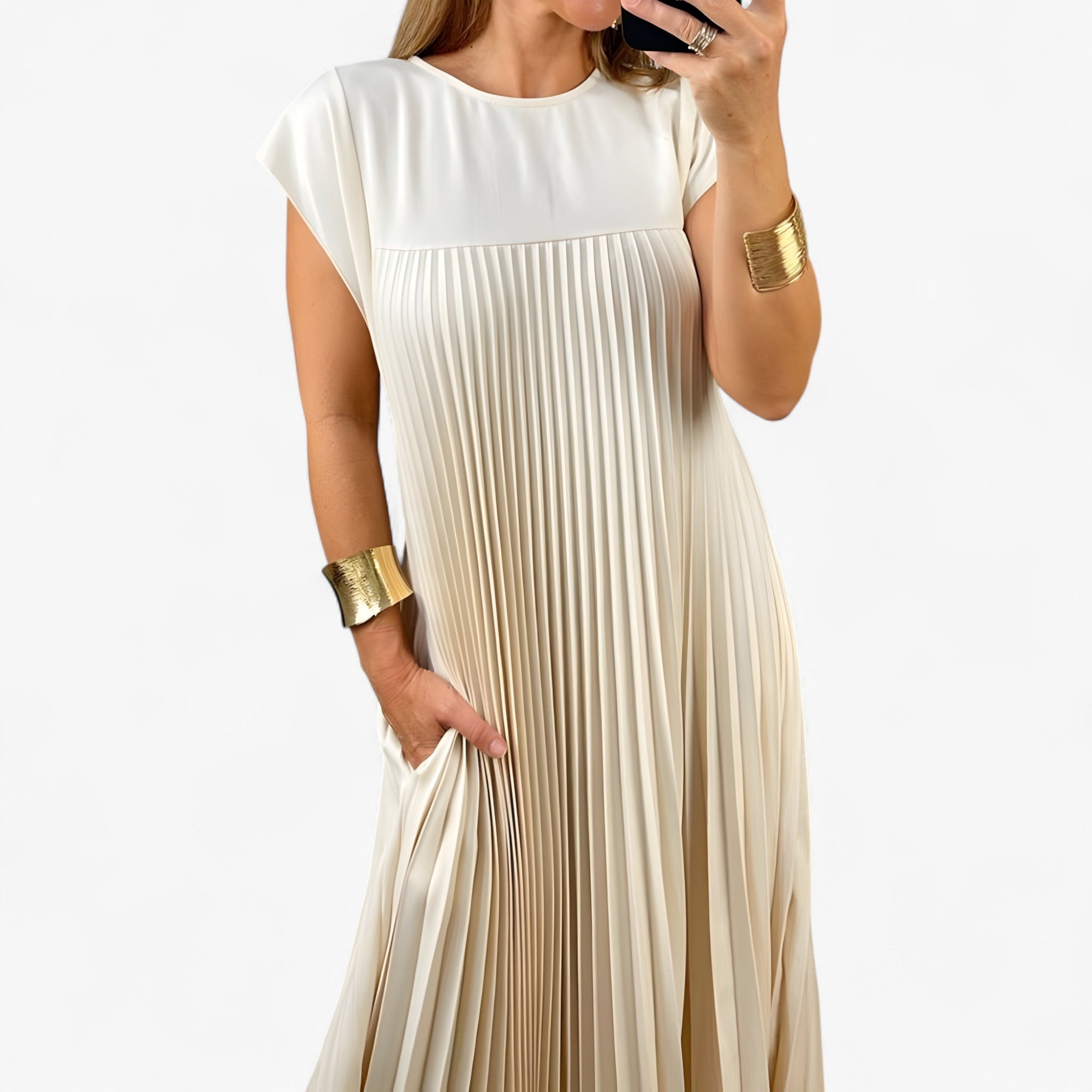 Aduana | Ærmeløst kjole med elegante folder - - women's fashion - {{ product_tags }