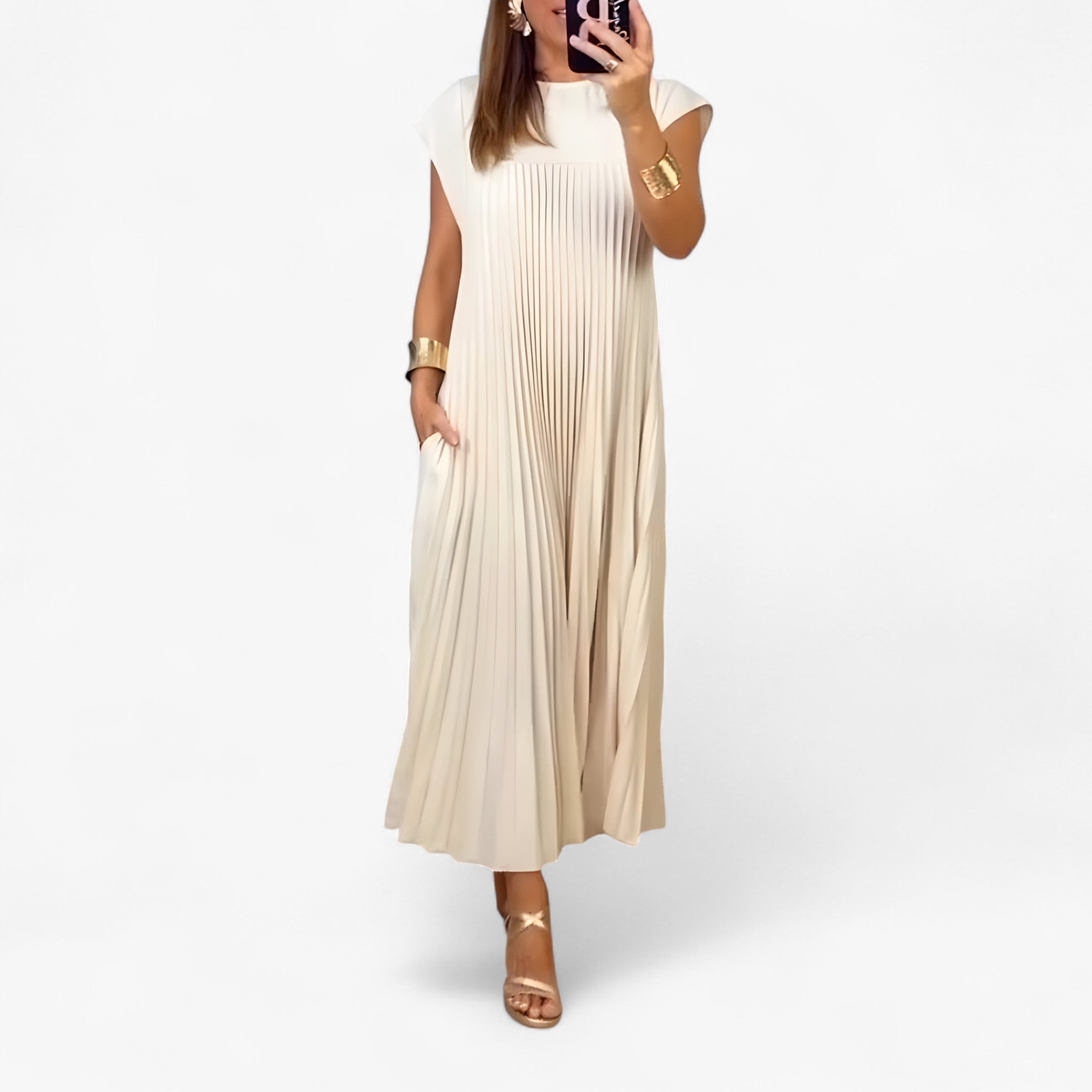 Aduana | Ærmeløst kjole med elegante folder - - women's fashion - {{ product_tags }