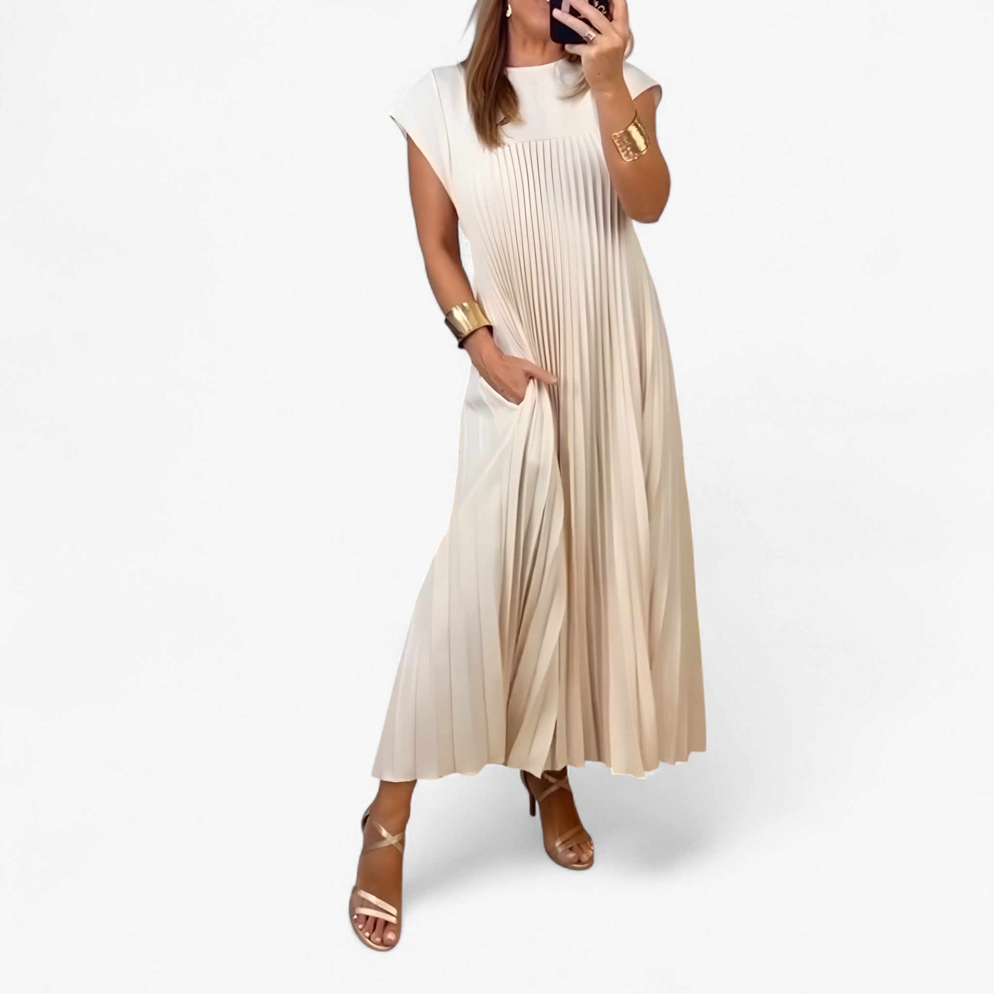 Aduana | Ærmeløst kjole med elegante folder - - women's fashion - {{ product_tags }