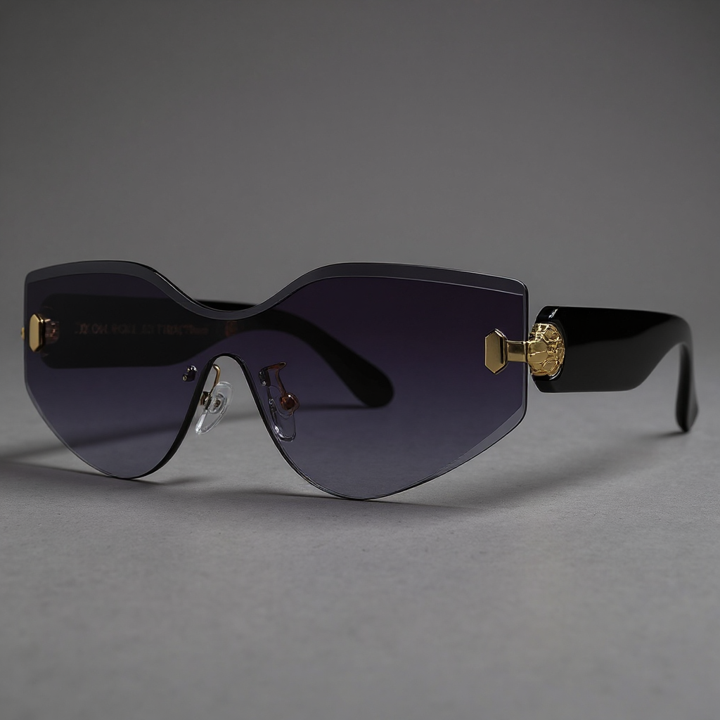 Solbriller - Oversized, rammeløse med gradientlinser & guld hardware