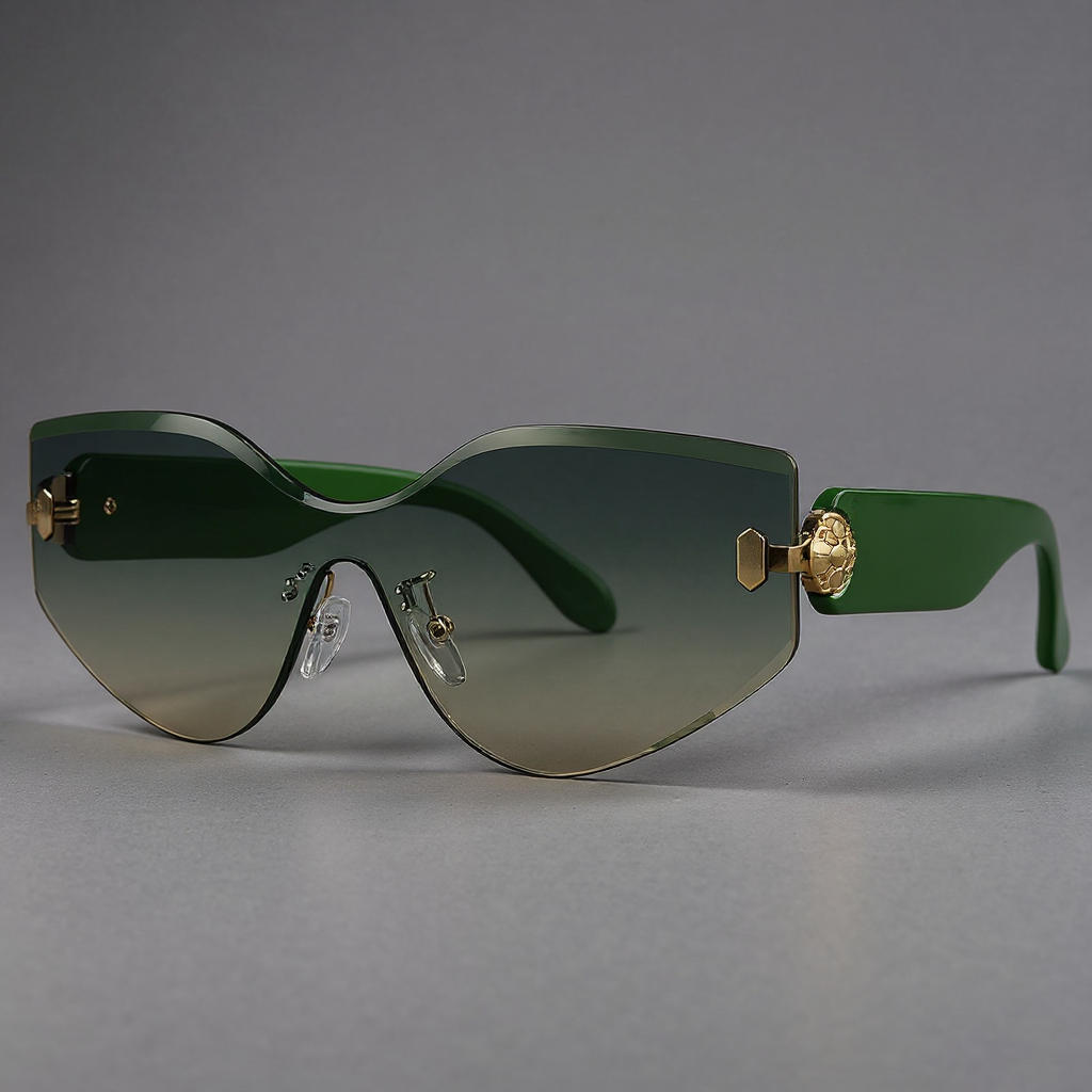 Solbriller - Oversized, rammeløse med gradientlinser & guld hardware
