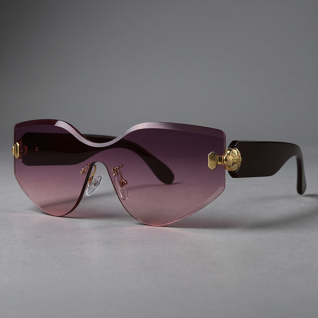Solbriller - Oversized, rammeløse med gradientlinser & guld hardware