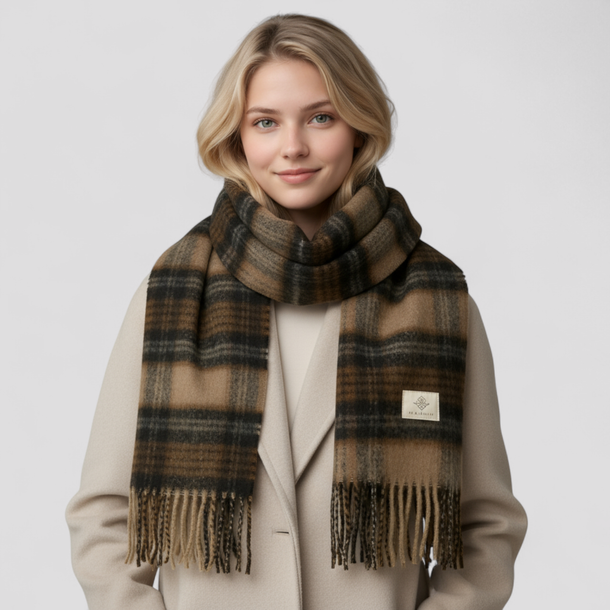 Liv | Varme Mohair Tjekket Sjal – Stilig & Komfortabel - - winter - {{ product_tags }