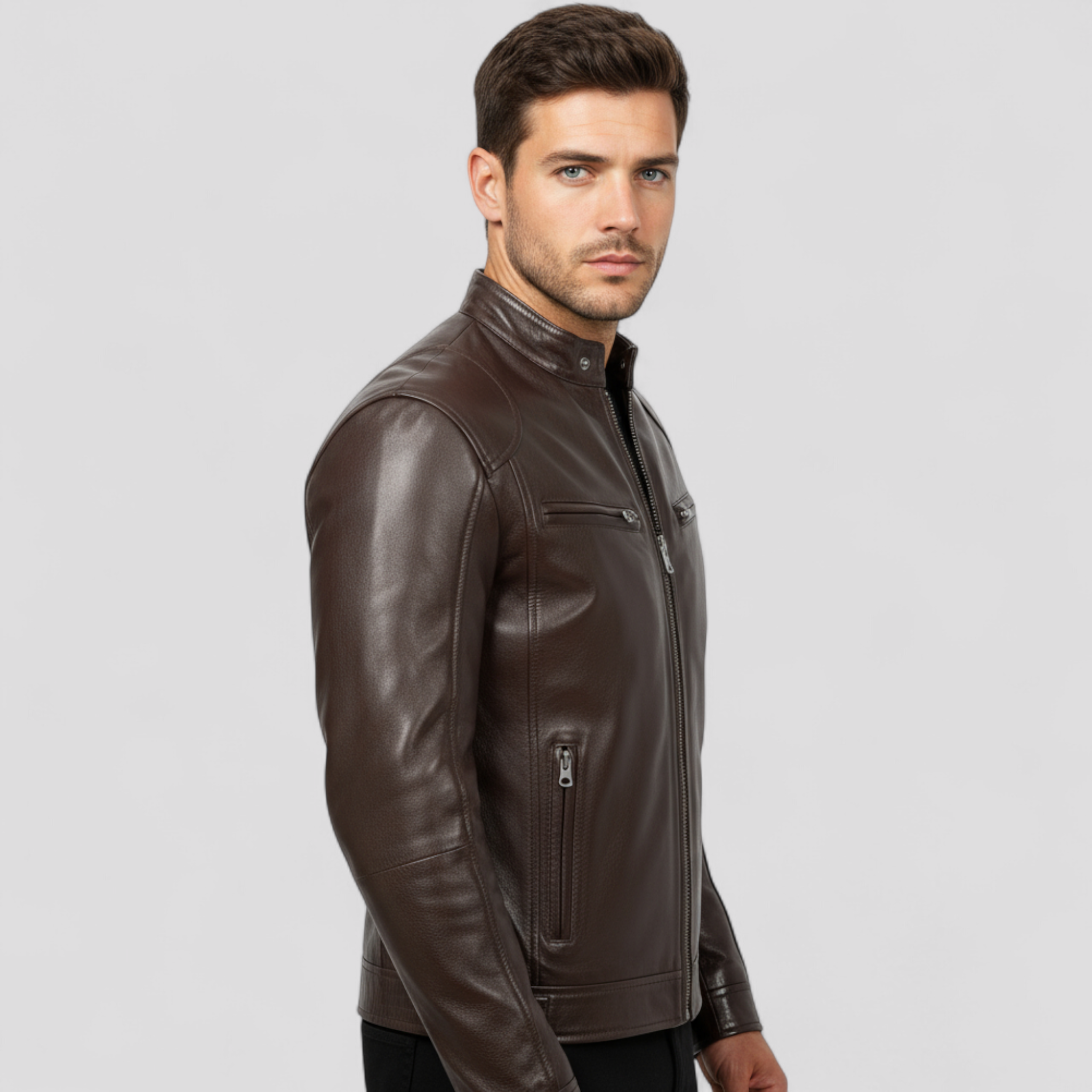 Jackson | Herre læder bikerjakke - Vintage bikervarme