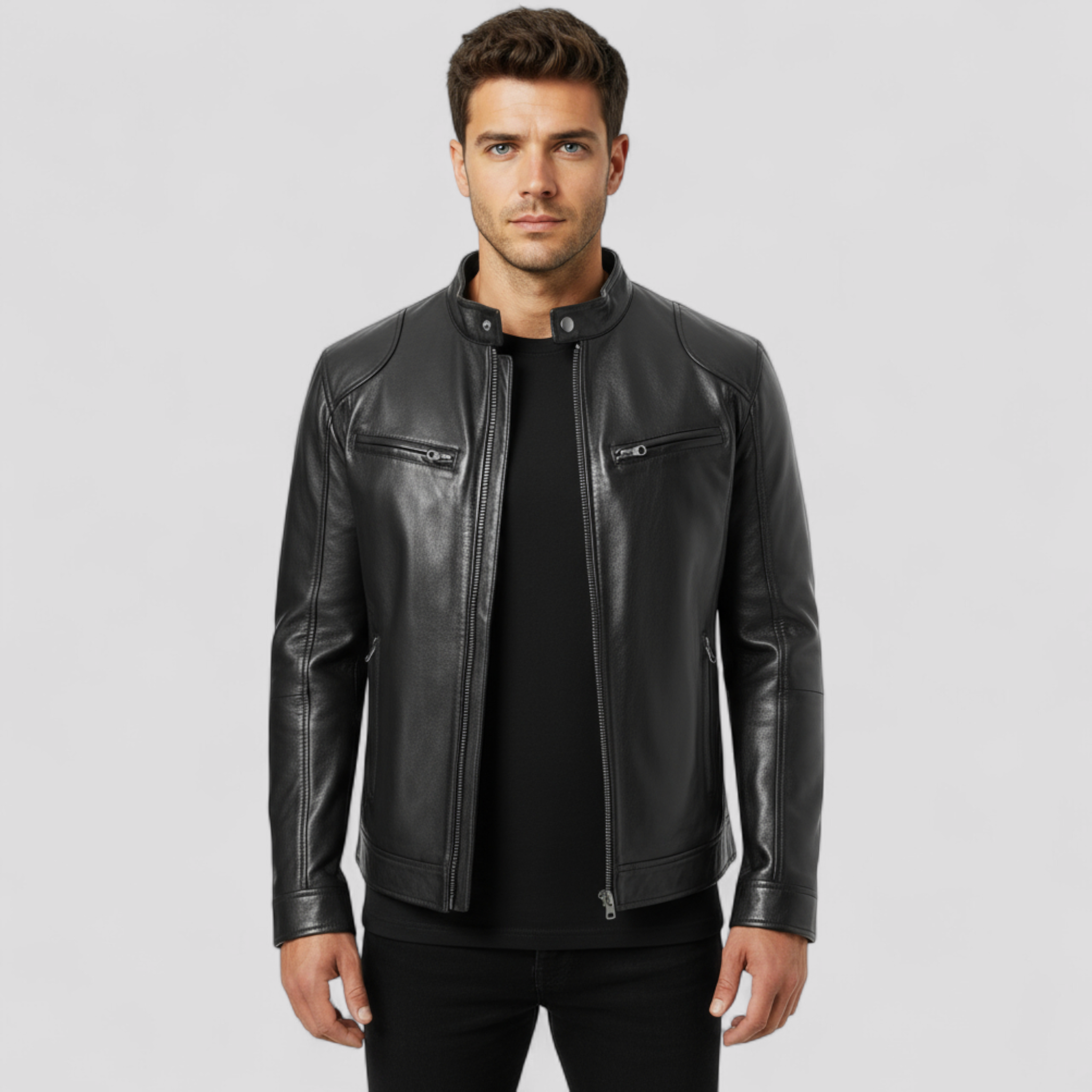 Jackson | Herre læder bikerjakke - Vintage bikervarme