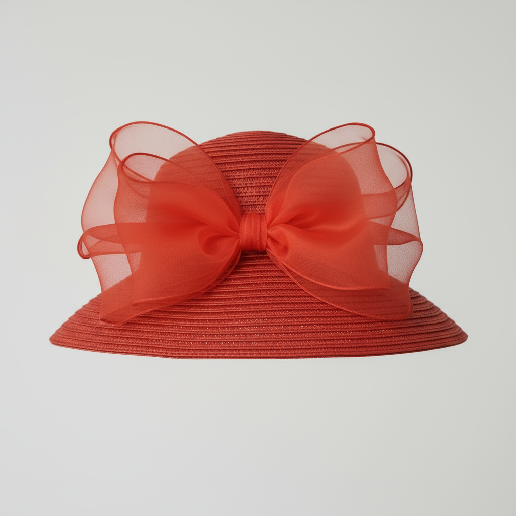 Esperanza | Luksus bryllupsfest hat – Elegant satin med bred kant - Rød 56 til 58cm - women's fashion - {{ product_tags }