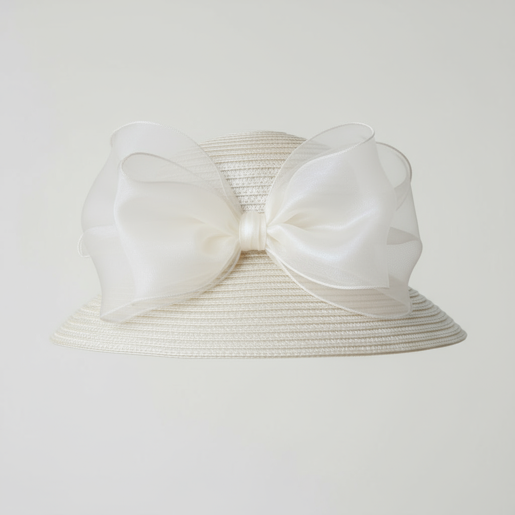 Esperanza | Luksus bryllupsfest hat – Elegant satin med bred kant - Hvid 56 til 58cm - women's fashion - {{ product_tags }