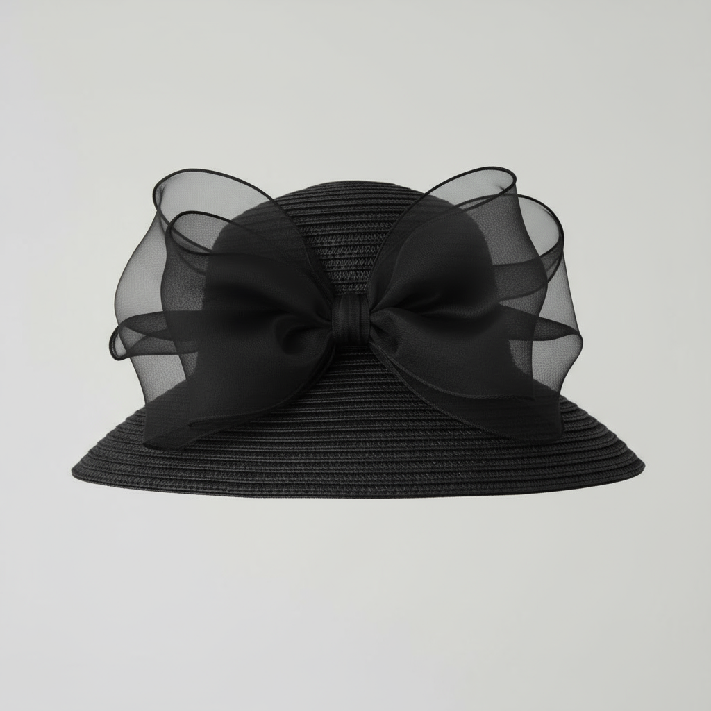 Esperanza | Luksus bryllupsfest hat – Elegant satin med bred kant - Sort 56 til 58cm - women's fashion - {{ product_tags }
