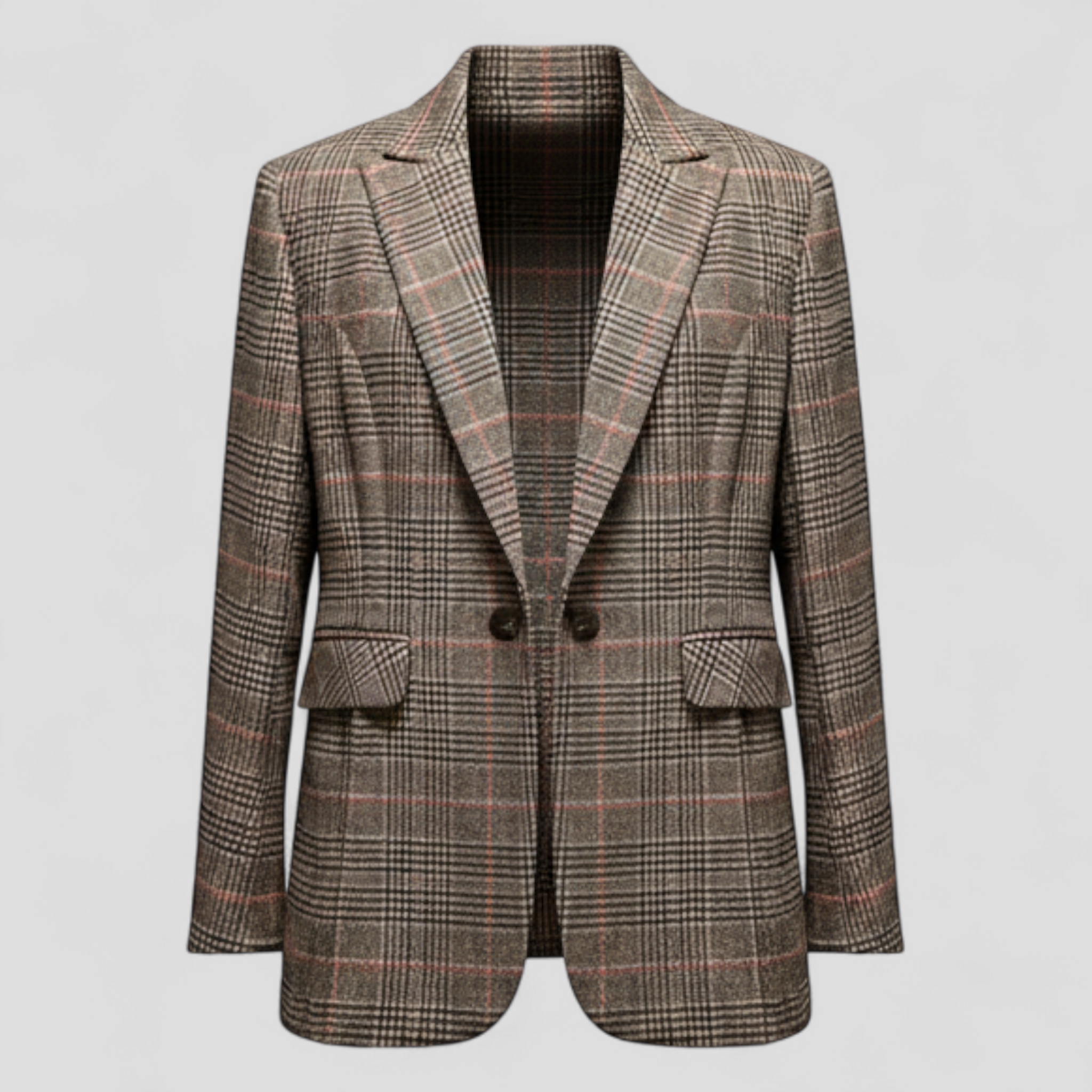 Quin | Blazer Jakke med Mønster - Brun - Blazere - {{ product_tags }