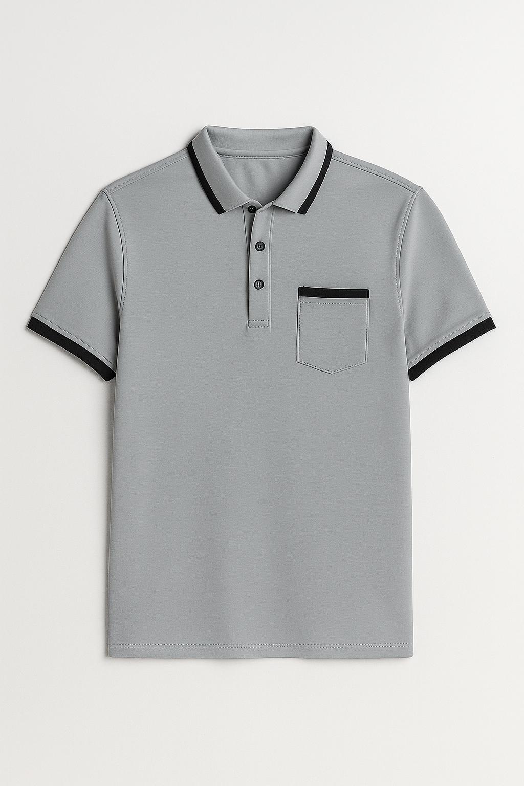Rue | Elegant herrepolo med kontrastdetaljer - Grå - Rue | Elegant herrepolo med kontrastdetaljer - €25 - {{ product_tags }