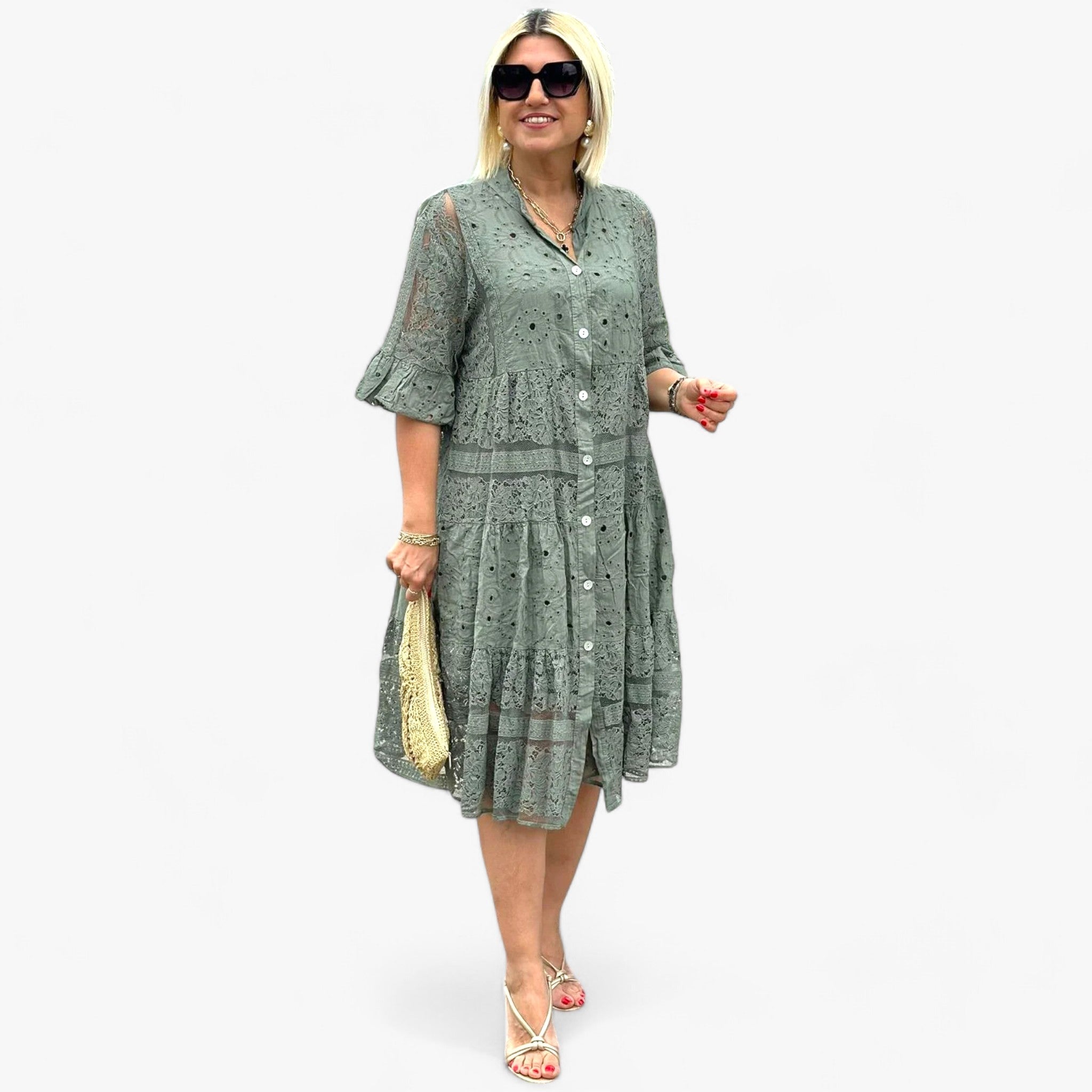 Adele | Spidskjole - Tidssvarende elegance med fine detaljer - Grøn - women's fashion - {{ product_tags }