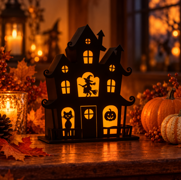 3D Halloween Spøgelseshus – LED Lysdekoration - - Halloween LED Decoration - {{ product_tags }