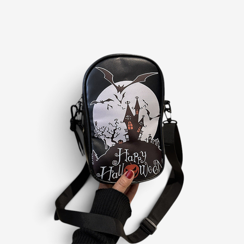 Halloween Græskar Skuldertaske - Kompakt PU, Festlig Stil - Sort Standard - Gifts – Seasonal – Halloween - {{ product_tags }