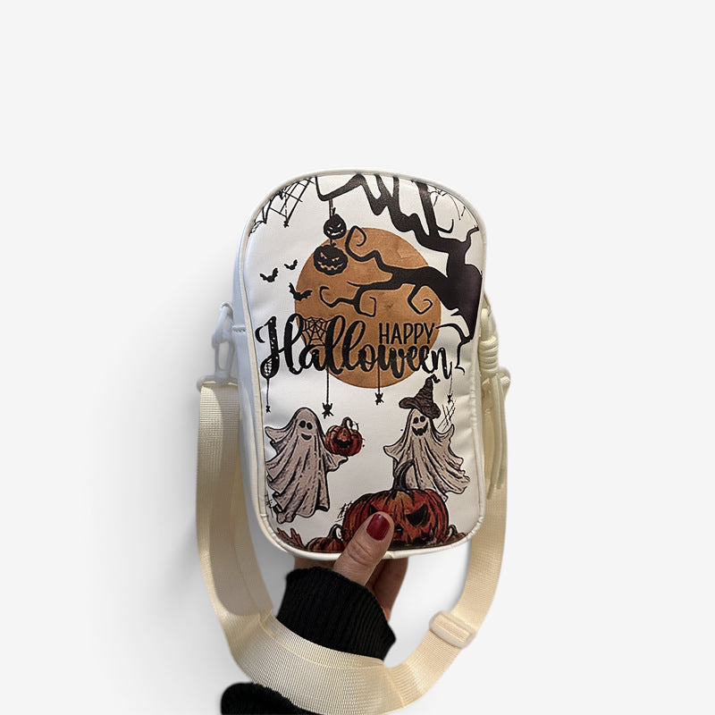 Halloween Græskar Skuldertaske - Kompakt PU, Festlig Stil - Hvid Standard - Gifts – Seasonal – Halloween - {{ product_tags }