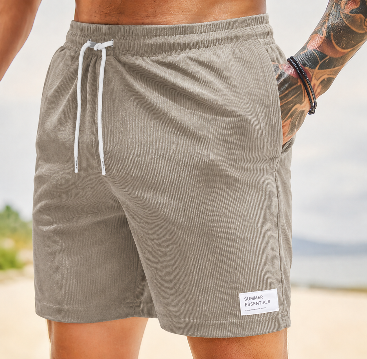 Heren Shorts met Elastische Taille en Koordjes, Relaxed Fit