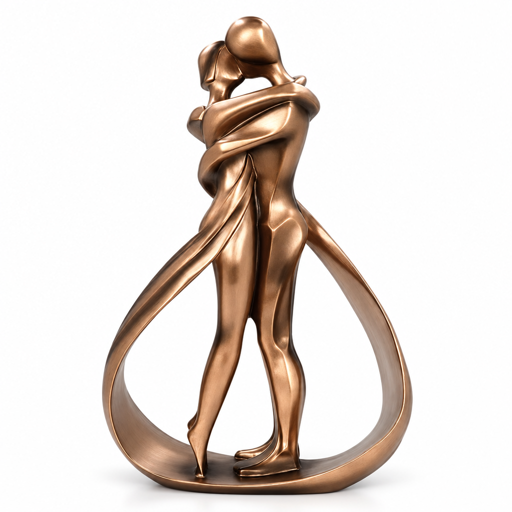 Omfavnende Par Skulptur - Bronzefarvet Kunstharpiks Boligdekoration - - Huis en tuin > Decoratie > Kunst > Beelden, sculpturen en standbeelden - {{ product_tags }
