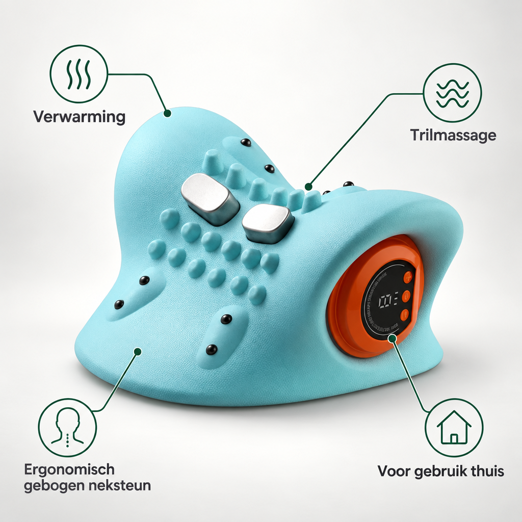 Elektrisk Nakkemassage med Varme og Vibration - - Gezondheid en persoonlijke verzorging > Persoonlijke verzorging > Massage en ontspanning > Massageapparaten > Massagekussens - {{ product_tags }